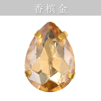 Suministro directo de agua con fondo de oro, gota de agua, cristal, diamante, vestido de novia, accesorios de joyería de cristal, accesorios, gota de agua multicolor, diamante de garra