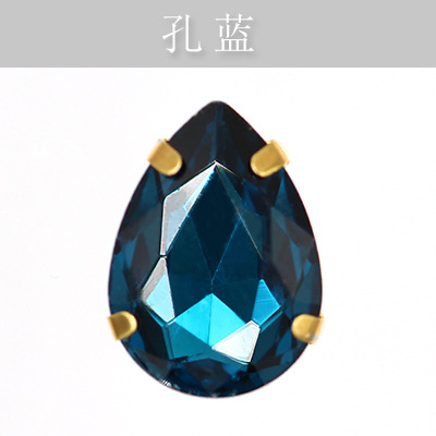 Suministro directo de agua con fondo de oro, gota de agua, cristal, diamante, vestido de novia, accesorios de joyería de cristal, accesorios, gota de agua multicolor, diamante de garra