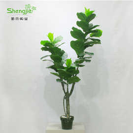 仿真琴叶榕盆栽欧式家居植物装饰葫芦叶假绿植橱窗假植物摆件现货