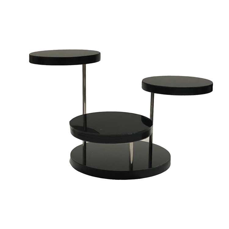 Hot sale acrylic jewelry ring jewelry jewelry cake display stand three layer round jewelry rotating display stand