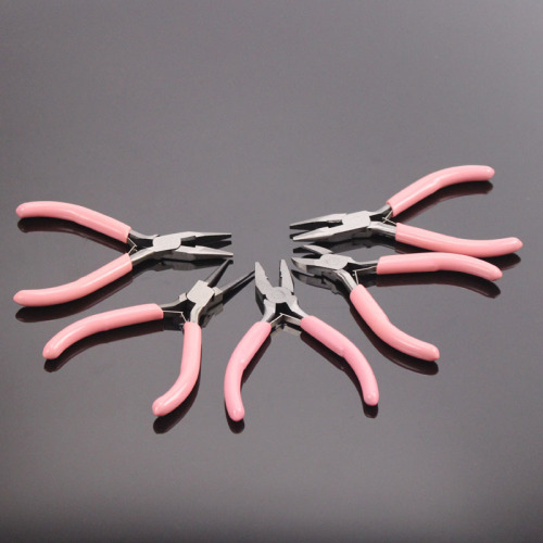 Pliers handmade diy set 5 inch pink handle mini needle nose pliers toothless jewelry pliers small pliers jewelry pliers