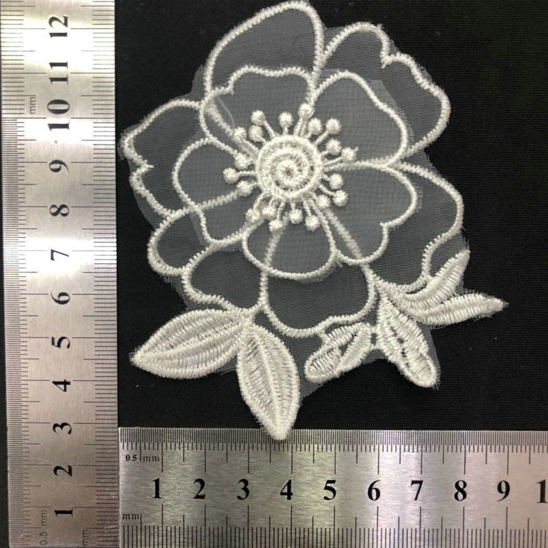 双层刺绣花布贴 修补装饰辅料蕾丝花朵 立体花刺绣婚纱布贴批发