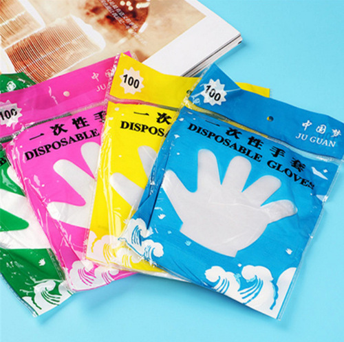 Manufacturer Color Bag Disposable Gloves PE Gloves Edible Film Gloves Hygienic Gloves 100 Pack 2 Yuan Store