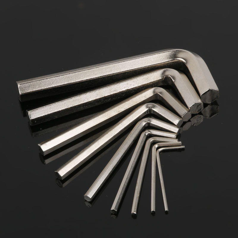 Suministro de cabeza plana corta llave hexagonal niquelado 9 piezas traje herramientas de hardware Herramientas de apoyo al por mayor