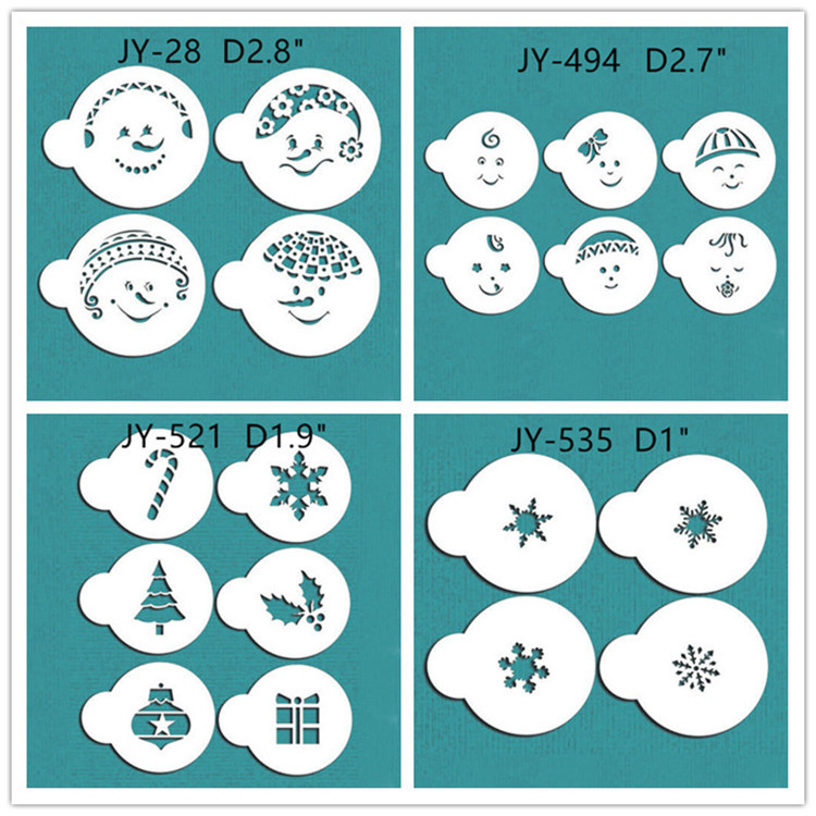 Navidad spray molde café tire flor molde fondant cake decoración azúcar polvo tamiz hueco galleta molde