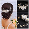 White hair accessory for bride handmade from pearl, wedding dress, headband, suitable for import