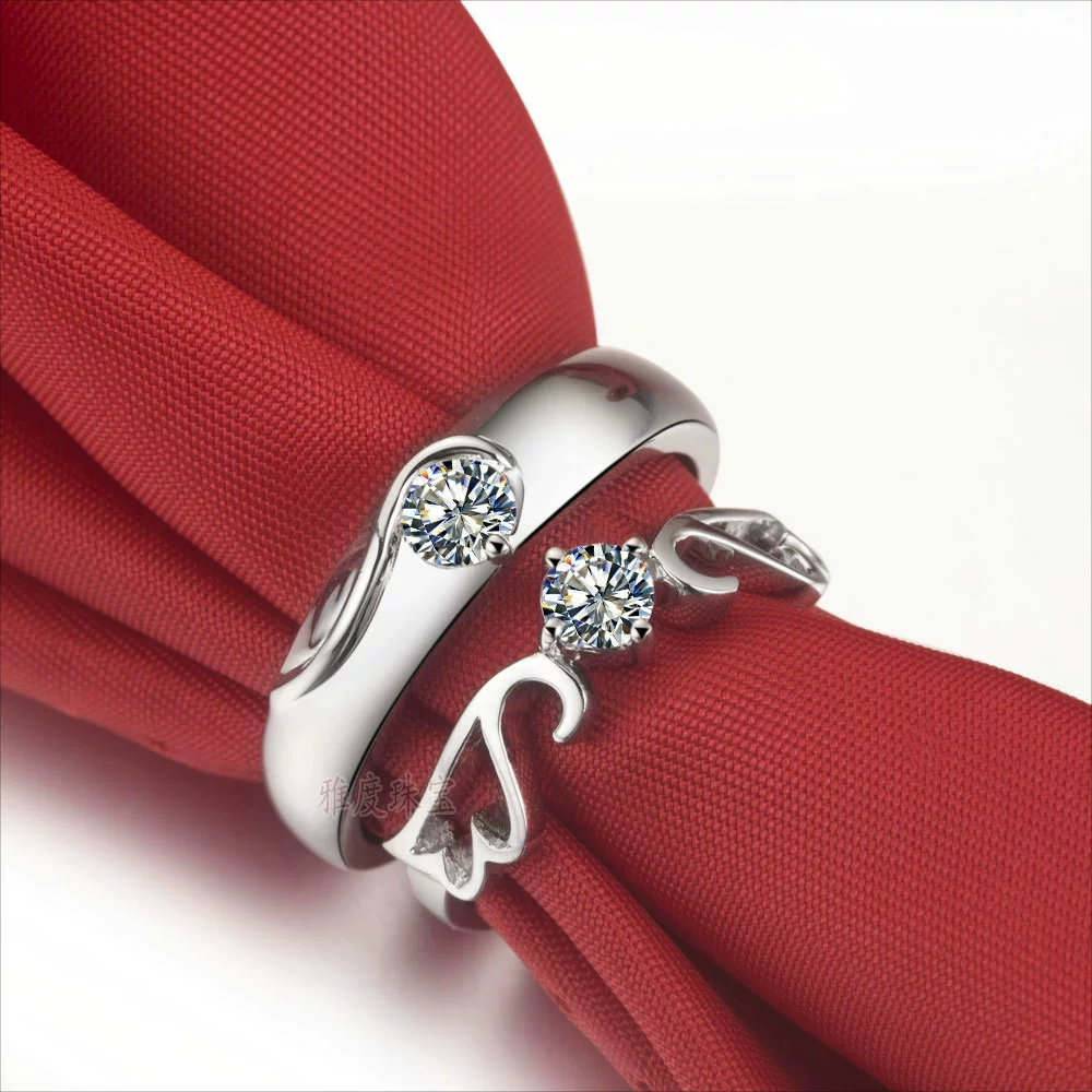 Ювелирное кольцо SONA Diamond Ring Couple Ring 925 Silver Gold Plated Angel Wings Pair Ring Wedding Diamond Ring