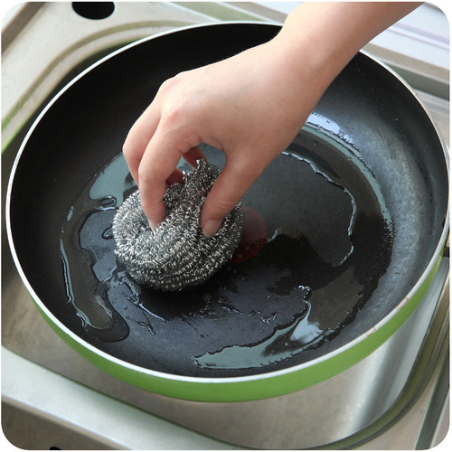 Powerful decontamination dishwashing cleaning ball household kitchen pot brush iron wire ball durable pot washing brush stainless steel cleaning ball