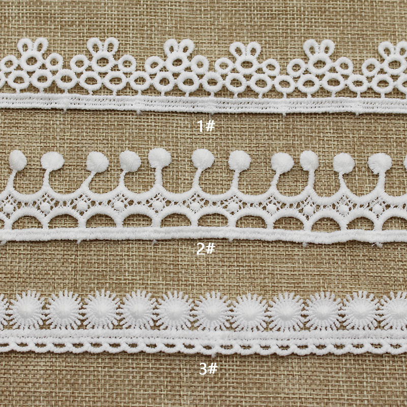 水溶刺绣条码牛奶丝球球花边辅料女装蕾丝装饰雪纺绣花条码花边