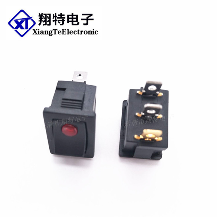 供应船型开关 电源开关KCD1猫眼红色带LED灯规格15*21 3脚