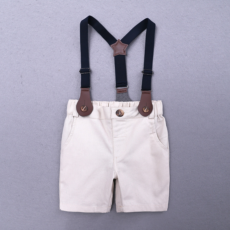 Summer Children's Suit Handsome Boy Baby Gentleman Bow-tie Shirt Suspender Pants Children's Clothes Birthday Party Dress