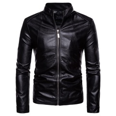 秋の新商品の外国貿易の逸品の立襟の男性の機関車の皮の服の水洗いのpu皮のジャケットの上着のb 41