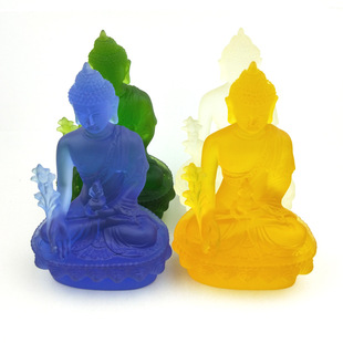 Один кусок 13см водяного фармацевта Будда Семь Цвет Семь ЦВЕТА ОПЛАТА СЛАГО СЛАВА Будда статуи оптом
