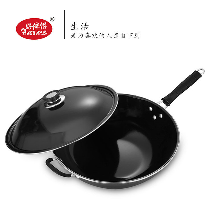 メーカーの卸売りエナメル鍋の蓋付き鍋の物理的な不粘着鍋の炒め物鍋の露店は江湖の経済的な利益を得ている|undefined
