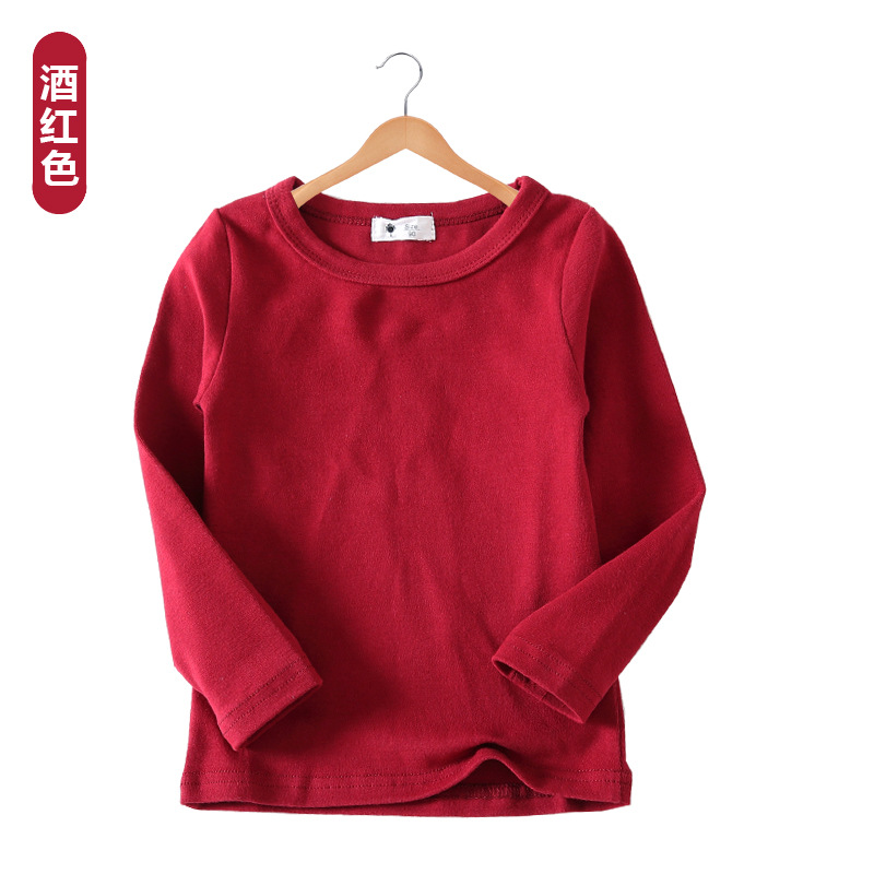 Camiseta de Manga Larga Estilo Coreano Otoño/Invierno 2025 para Niñas, Color Caramelo, Versátil, Básica, Camiseta de Cuello Redondo para Niños, con Textura Cepillada