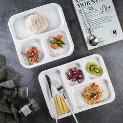 Tableware Ceramic Rectangular Children's Dinner Plate Home Breakfast Divided Plate Fast Food Plate Serving Plate Fitness Weight Loss Plate