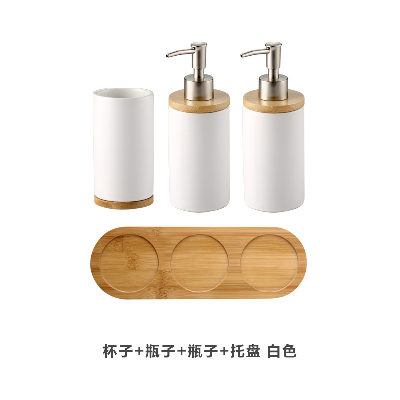 1 taza + 2 botellas (blanco mate) (con fondo de madera)