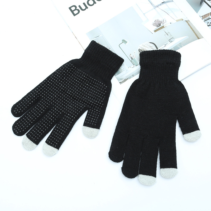 Shunzun Knitting Factory suministra directamente guantes a rayas para teléfonos móviles con pantalla táctil, guantes abrigados con pantalla táctil de acrílico de invierno