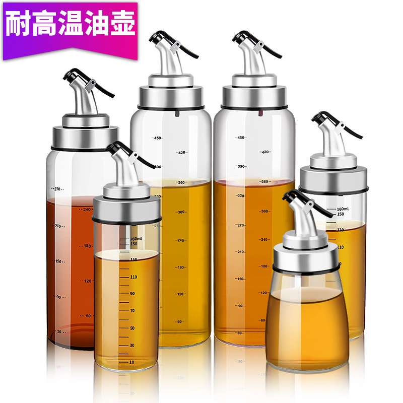 Hogar resistente al calor Engrasador botella de aceite caja de condimento botella condimento Jar Suministros de cocina sello de medición de control de aceite