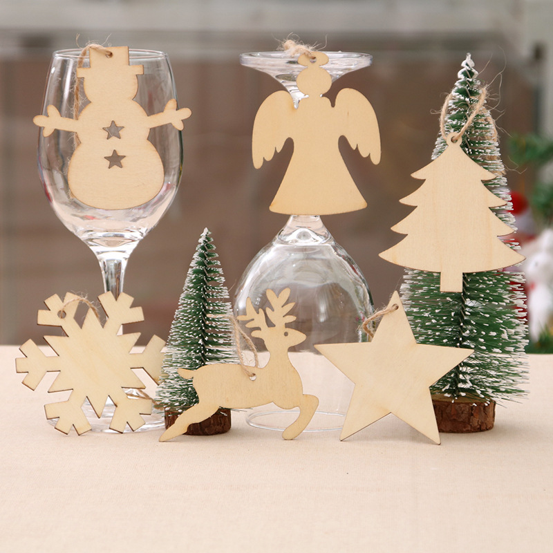 Navidad suministros de decoración madera árbol navidad decoraciones colgante hogar piezas un paquete 10 piezas