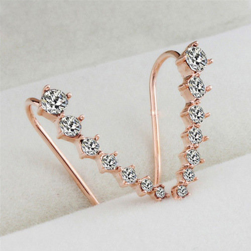Korean Fashion Row of 7 Diamond Stars Sparkling Diamond Earrings Bohemian Cross-border Earrings Xiaoxiang Double C Earrings