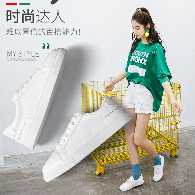 Augu Shiden Casual White Shoes for Women 2026 New Spring Korean Style Sneakers for Students Flat Comfortable Sports Shoes for Women