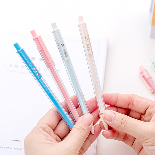 Korean stationery simple primary color transparent rod automatic pencil 0.5/0.7mm primary school student hexagonal mechanical pencil