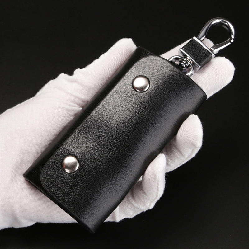 New genuine leather men's key chain, men's genuine leather car key chain, women's stylish large capacity lock and key bag