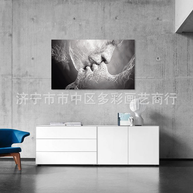 Canvas Art of Couple Kissing, Hotel Decor Painting Core, Abstract Painting for Bedroom Headboard, Cross-Border Style