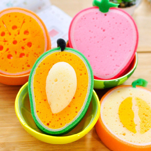 Kitchen Supplies Fruit Style Thickened Sponge Wipe Multifunctional Powerful Decontamination Cleaning Dishwashing Sponge