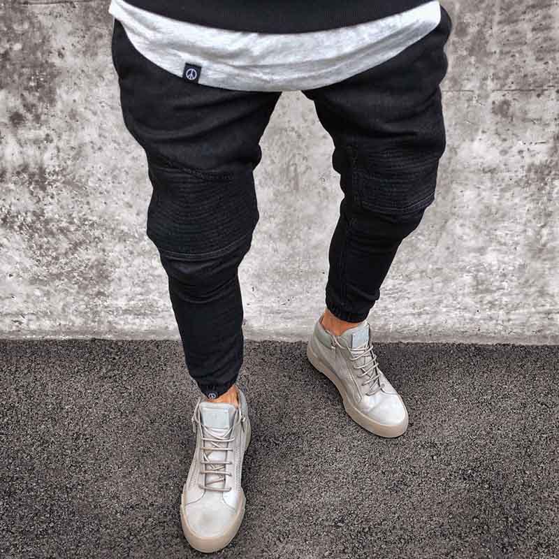 Mens Stretchy Ripped Biker Jeans - Image 5