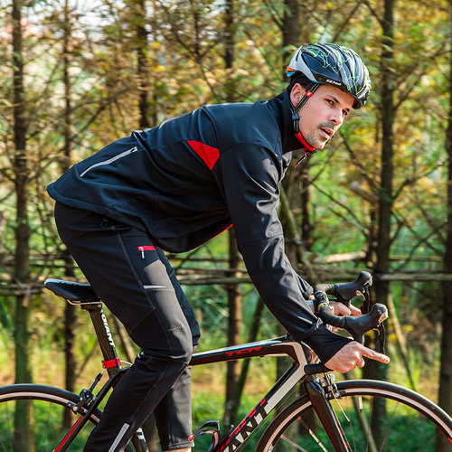 Long-sleeved cycling clothing suit for men and women, autumn and winter fleece thickened mountain bike riding pants, trousers, tops, sportswear