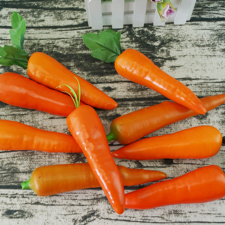 Fábrica al por mayor simulación modelo de zanahoria restaurante centro comercial ventana fotografía zanahoria decoración apoyos