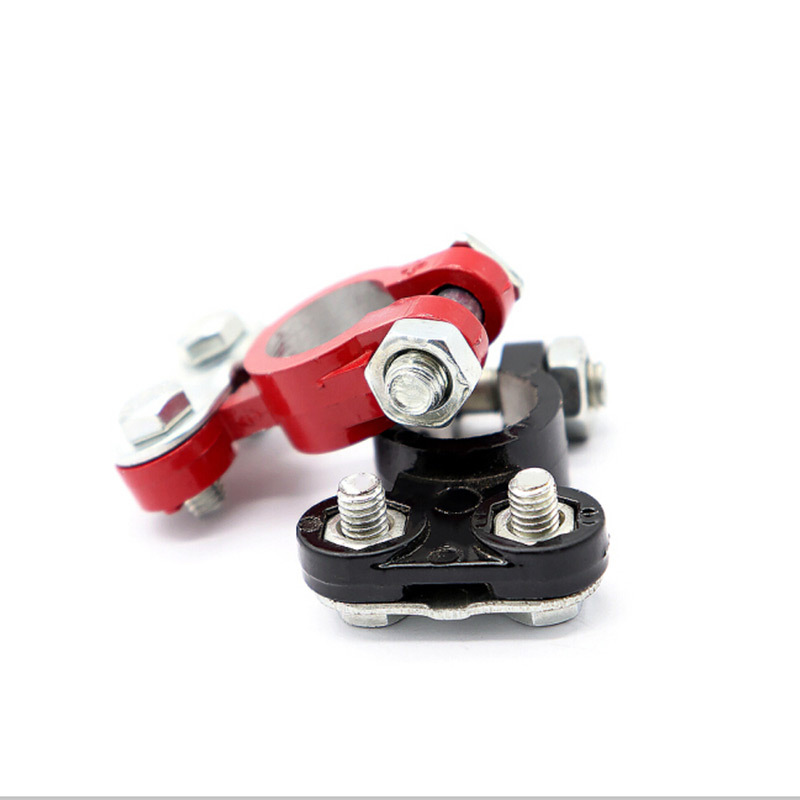 Abrazaderas de batería de aleación de aluminio engrosadas para automóviles y camiones, conectores de batería, terminales negros y rojos para uso en vehículos.