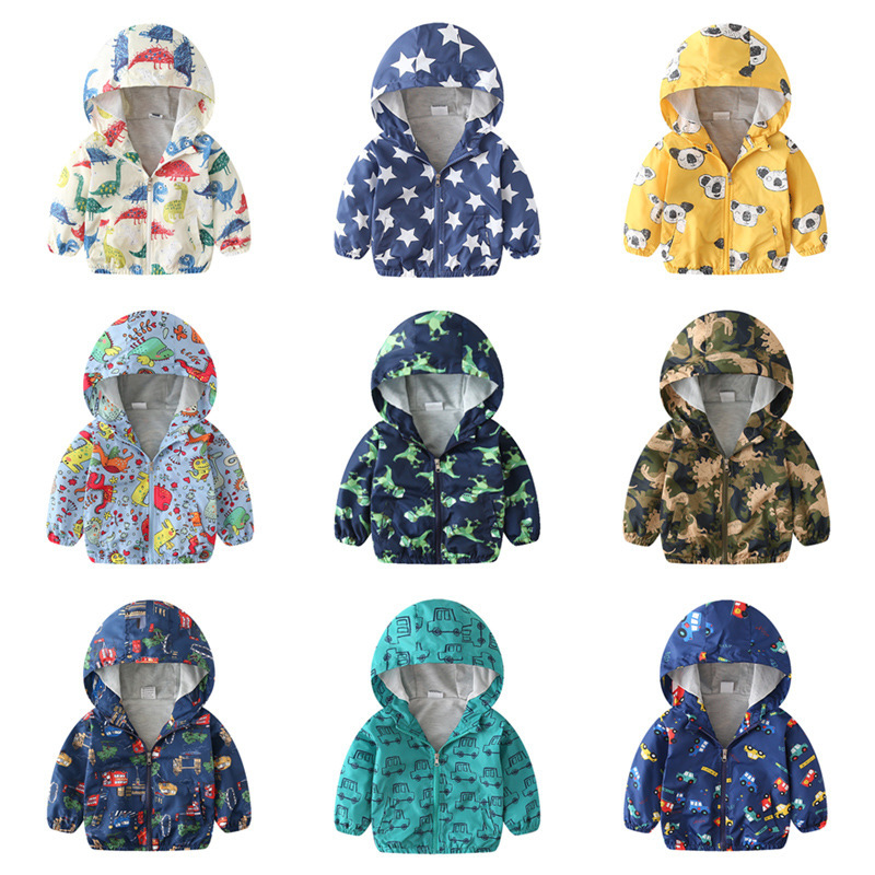 2026 Spring and Autumn New Children's Clothing European and American Style Boys' Full Print Dinosaur Jacket Cartoon Windproof Jacket 2026 Spring and Autumn New Children's Clothing European and American Style Boys' Full Print Dinosaur Jacket Cartoon Windproof Jacket
