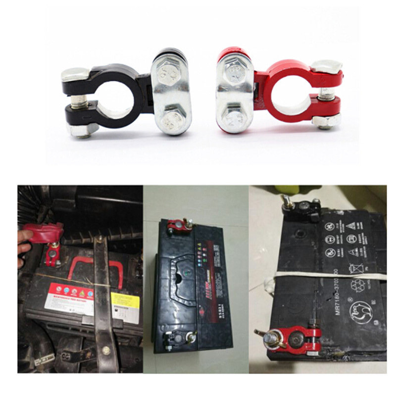 Abrazaderas de batería de aleación de aluminio engrosadas para automóviles y camiones, conectores de batería, terminales negros y rojos para uso en vehículos.