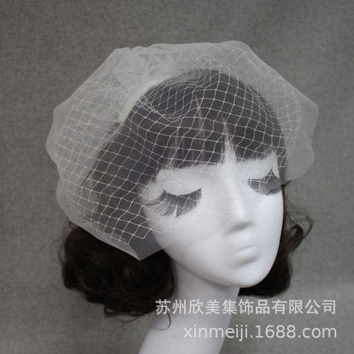 V201 dual material hand-sewn hair comb bridal veil, European and American style bridal short veil, bridal wedding accessories