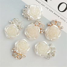 新款韩版玫瑰花镶钻花盘花托钻扣合金配件diy手工发饰包手机饰品