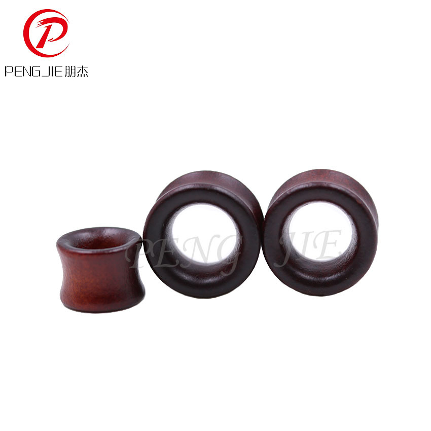 Pengjie Europea y Americana marrón hueco aurícula de madera joyería piercing