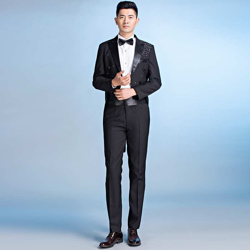 Men's Tuxedo New Style Groom Wedding Dress Photo Studio Stage Performance Choir Stage Host