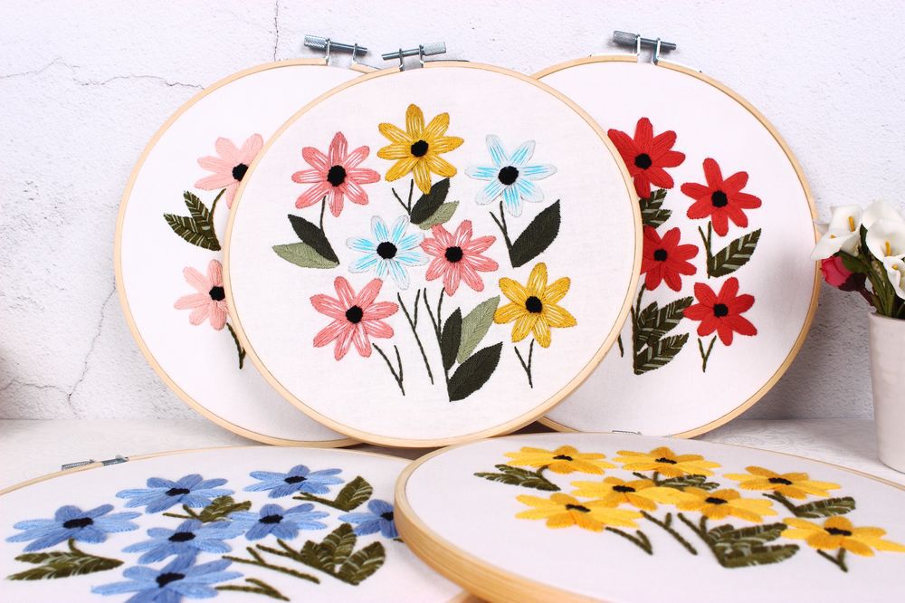 Fábrica directa Rosa bordado hecho a mano DIY tela principiante bordado europeo flores y plantas material paquete kit Kit de costura