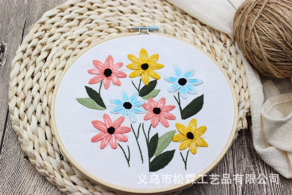 Fábrica directa Rosa bordado hecho a mano DIY tela principiante bordado europeo flores y plantas material paquete kit Kit de costura