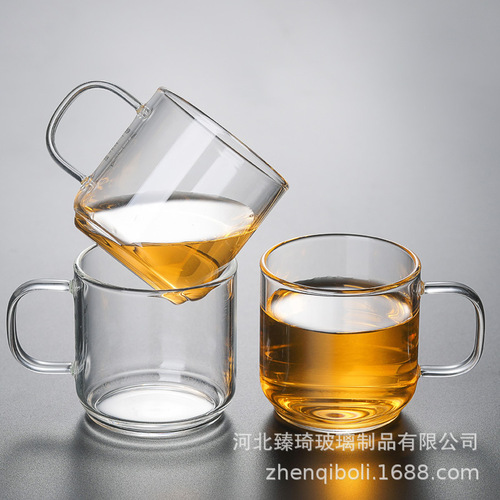 Glass small tea cup with handle transparent kung fu tea cup glass tea cup high borosilicate cup small handle cup manufacturer hot sale