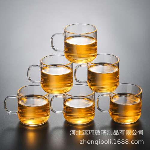 Glass small tea cup with handle transparent kung fu tea cup glass tea cup high borosilicate cup small handle cup manufacturer hot sale