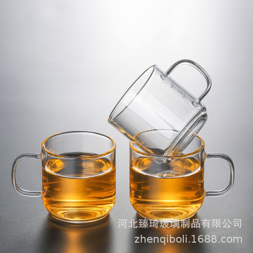 Glass small tea cup with handle transparent kung fu tea cup glass tea cup high borosilicate cup small handle cup manufacturer hot sale
