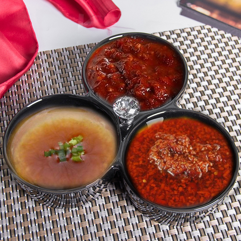 Placa de partición de cerámica Placa de corazón tazón condimento