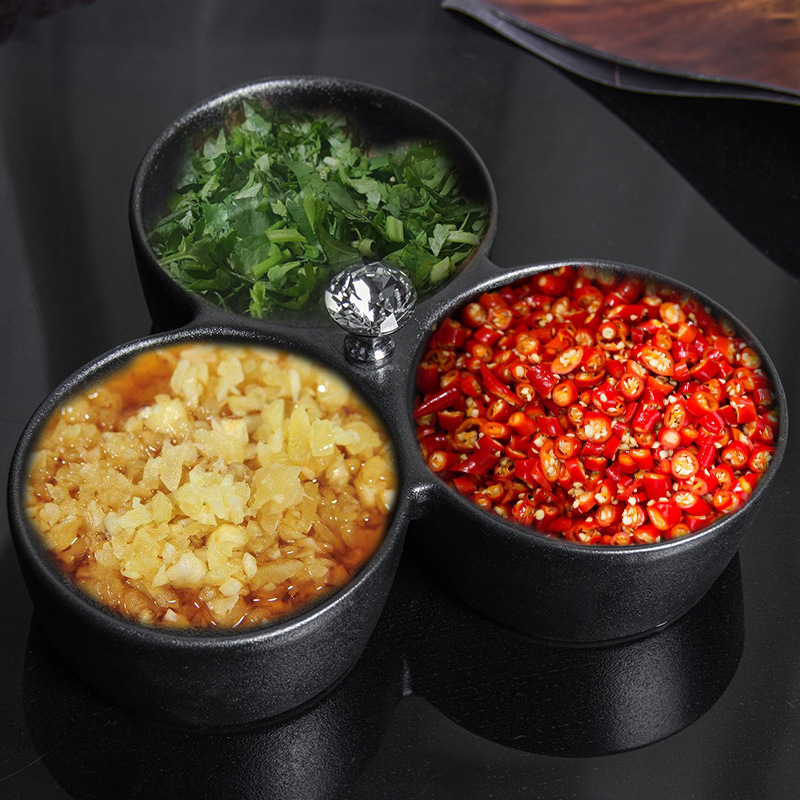 Placa de partición de cerámica Placa de corazón tazón condimento