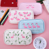 Children's cartoon pencil case with zipper for elementary school students, flamingo