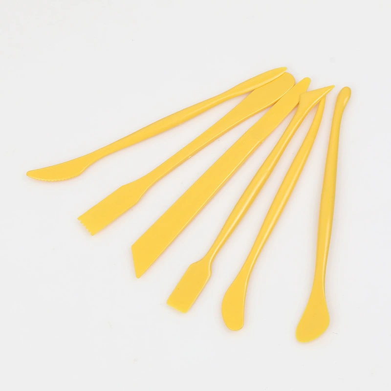6-Piece Plastic Clay Sculpture Knives, 18 cm, Yellow, Kids DIY Modeling Tools