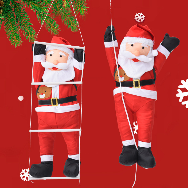 Nuevo Santa 90cm escalera escalada cuerda Santa Claus colgante Navidad escena colgante decoración suministros